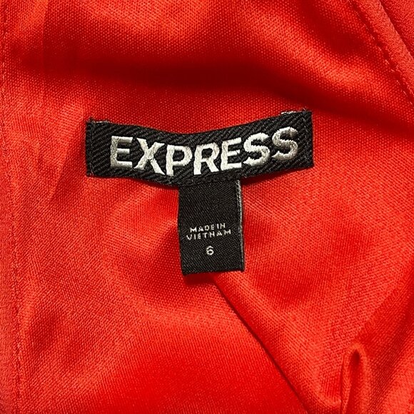 Express Mini Dress Halter Red Orange Keyhole Back Size 6 Party - Picture 4 of 8